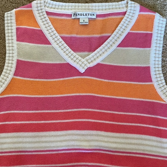 PENDLETON Sleeveless Cotton Sweater Top Pink/Orange size S Excellent Condition! - Picture 10 of 10